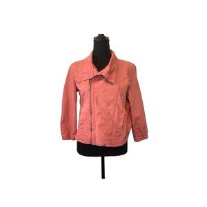 Hurley Women's Avery Asymmetrical Moto Zip Jacket Size Large Pink Dusty Rose